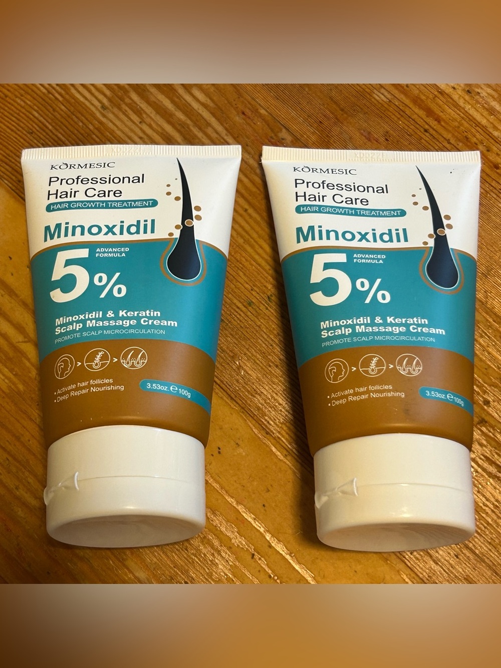 KORMESIC 5% Minoxidil Keratin Hair Growth Scalp Massage Cream 3.53oz 2 pc Bundle